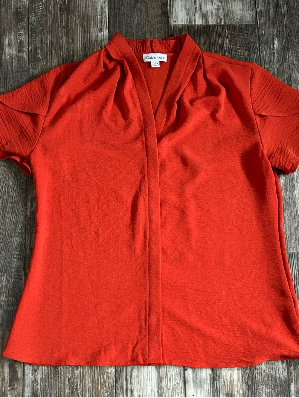 Calvin Klein Women's Bright Red Short-Sleeve Top
